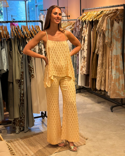 Pantalon Gardenia Jacquard Beige