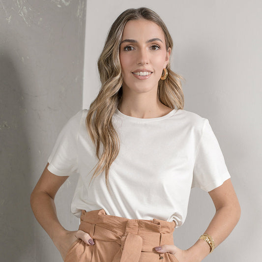 Remera Escote Redondo Natural