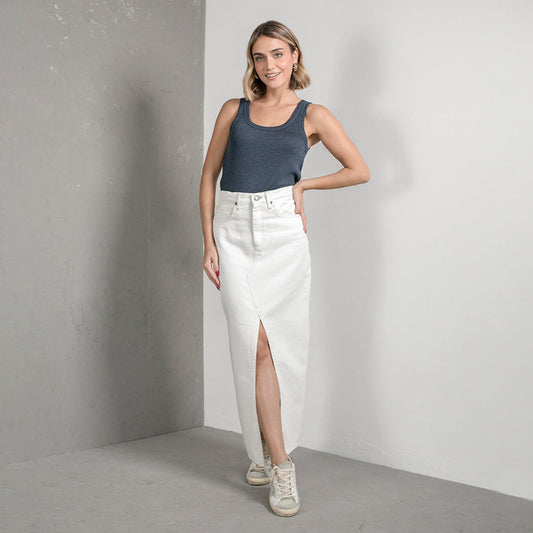 Pollera Recta Denim Natural