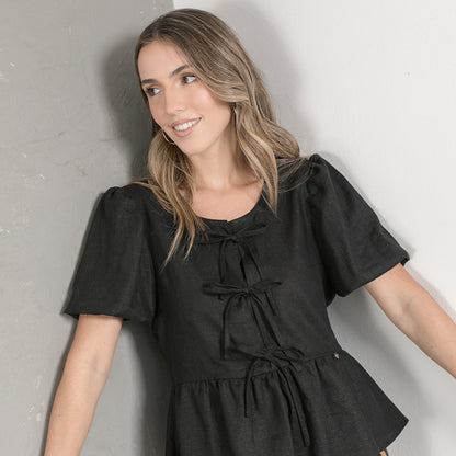 Blusa Lazos Hilo Negro