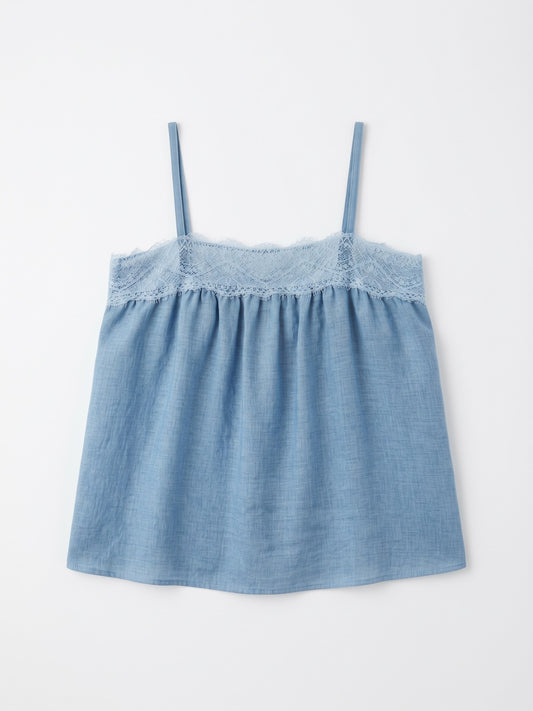 Blusa Lencera Lino Celeste