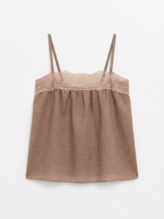 Blusa Lencera Lino Beige