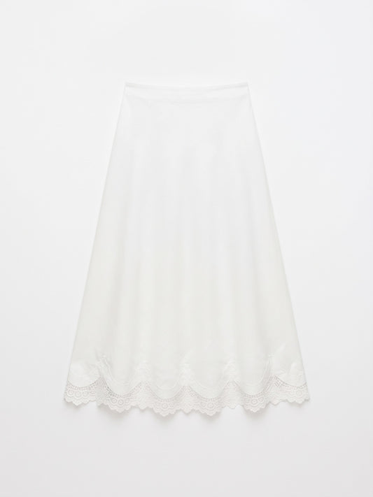 Pollera Lencera Lino Blanca