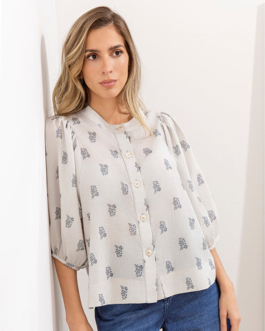 Camisa Gema Floral Gris