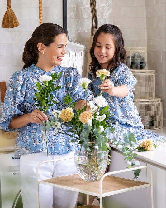 Camisa Gema Flores Azul Vintage