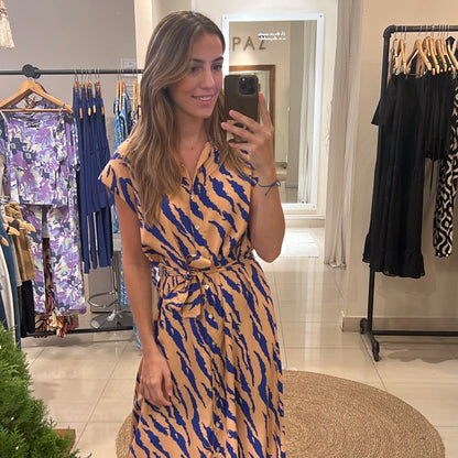 Vestido camisero Magnolia zebra azul