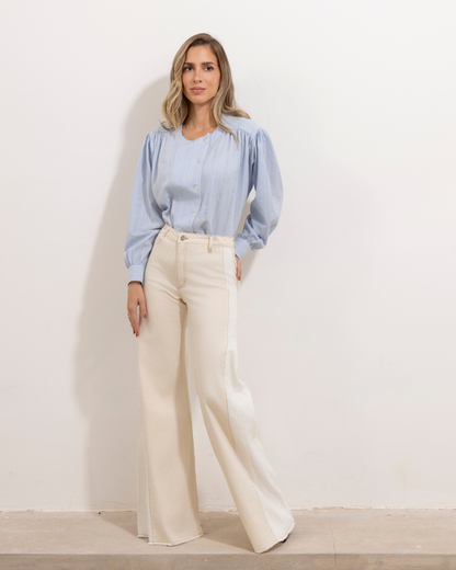 Camisa Raisa Rayas Celeste