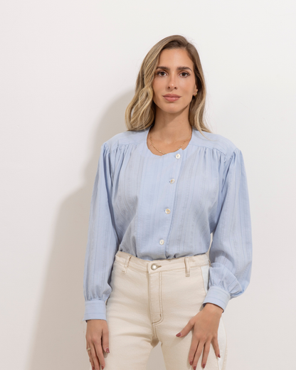 Camisa Raisa Rayas Celeste