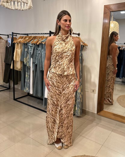 Blusa Iciar Jacquard Print Beige