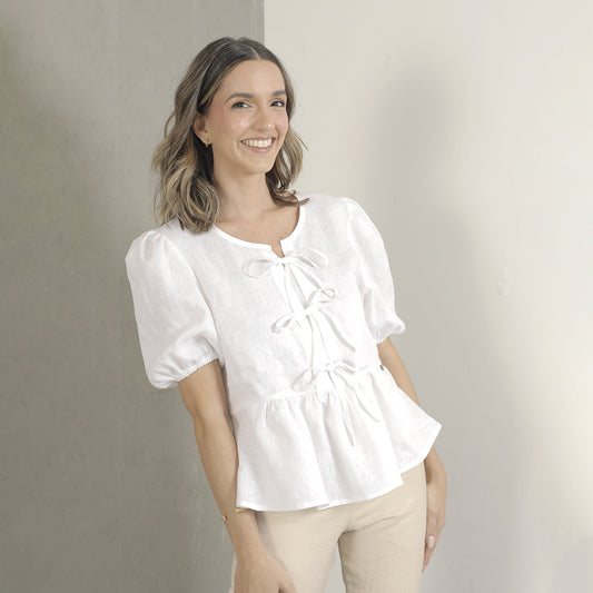 Blusa Lazos Hilo Blanco