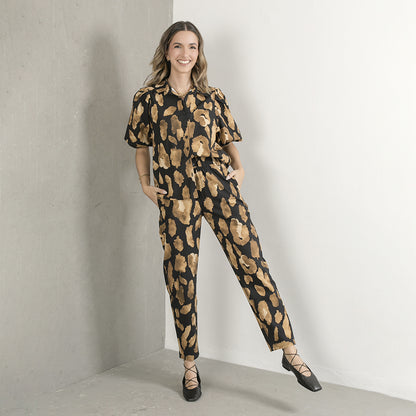 Pantalon Arena Animal Print Negro y Beige