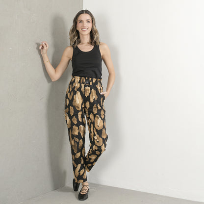 Pantalon Arena Animal Print Negro y Beige