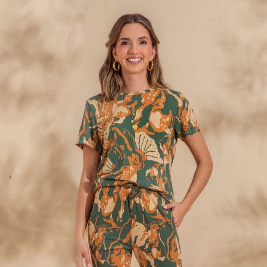 Remera Tulipan Ocre Verde