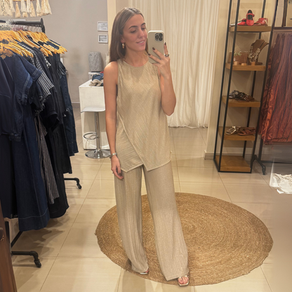 Pantalón Tania Brillito Beige