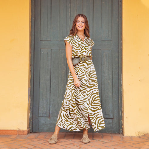 Vestido Camisero Magnolia Verde Natural