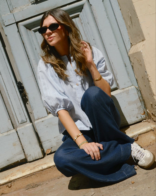 Camisa Gema Rayas Celeste