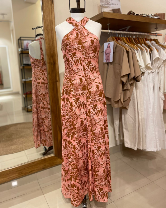 Vestido Santander Lino Print Rosa