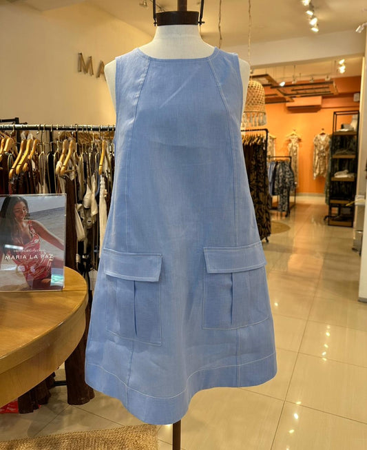 Vestido Marga Lino Celeste