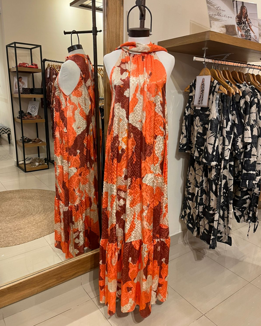 Vestido Lu Jacquard Print Bordo