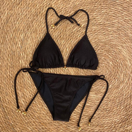 Bikini Triangulo brillito negro