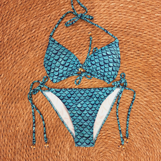 Bikini Triangulo escamas verde