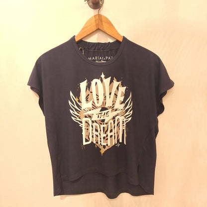 Remera Frunce love negro