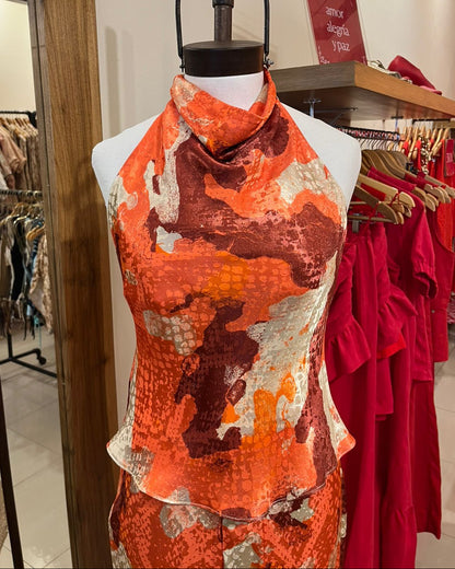 Blusa Iciar Jacquard Print Bordo