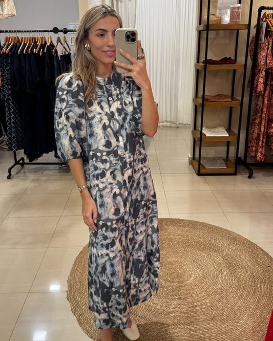 Camisero Gema Lino Batik Azul