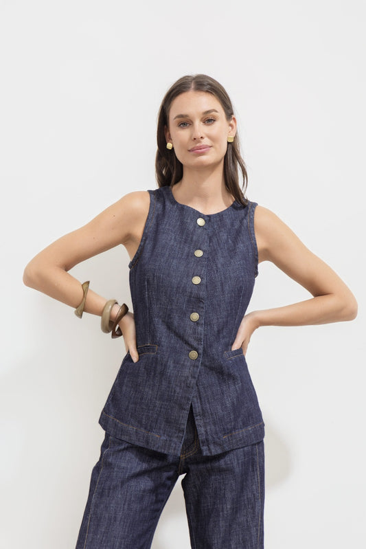 Chaleco Oxford Azul Denim