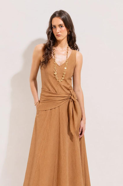 Vestido Rita Rayas Beige