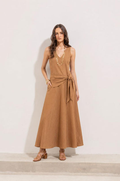 Vestido Rita Rayas Beige