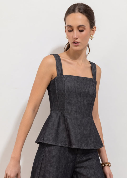 Blusa Elvira Negra Denim