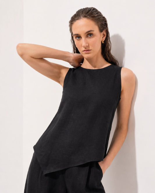Blusa Irma Lino Negra