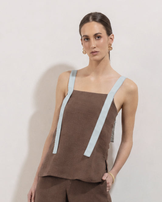 Blusa Filomena Lino Chocolate