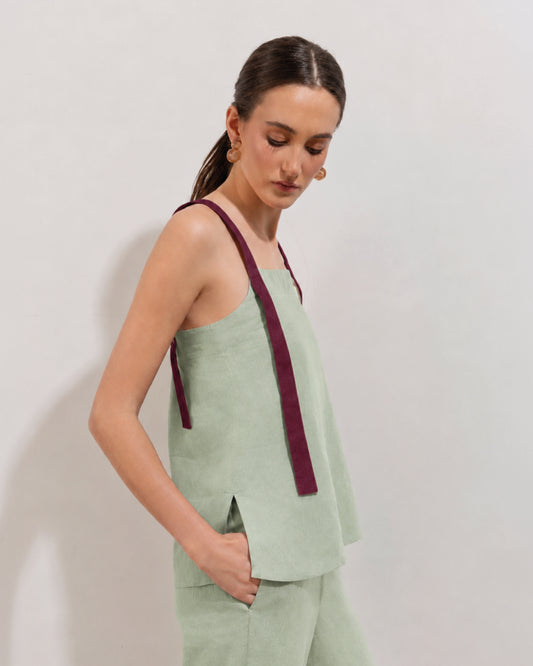 Blusa Filomena Lino Verde Matcha