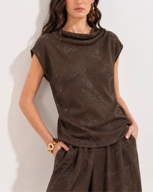 Blusa Rocio Seda Etnica Camel