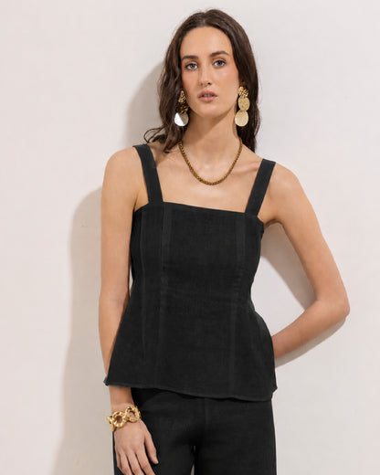 Blusa Elvira Lino Negra