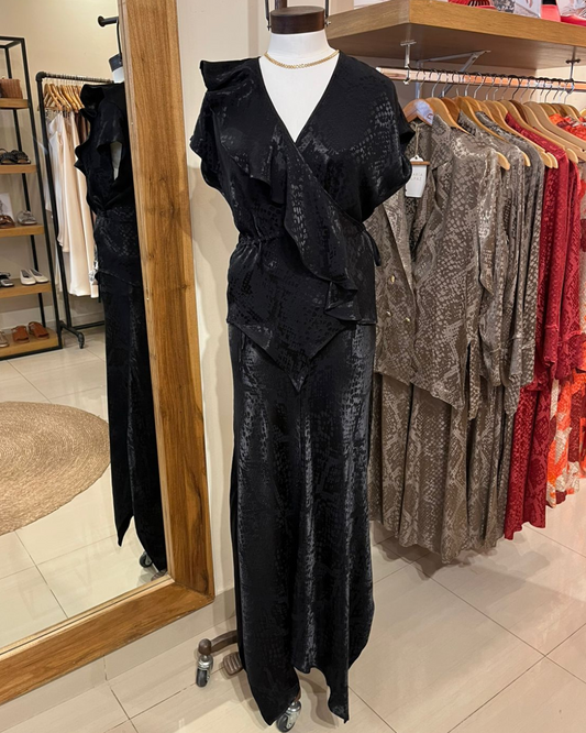 Pollera Jazmin Jacquard Negro