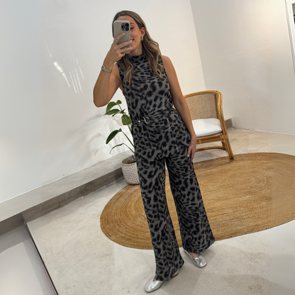 Pantalón Tania Animal Print Natural Y Negro