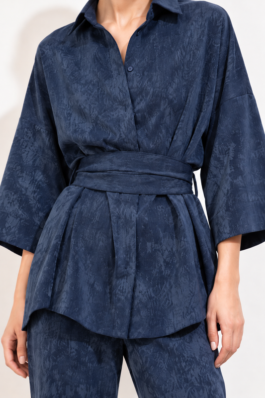 Faja Jaspeado Felpa Azul