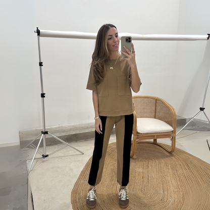 Conjunto Grisel Negro Y Beige