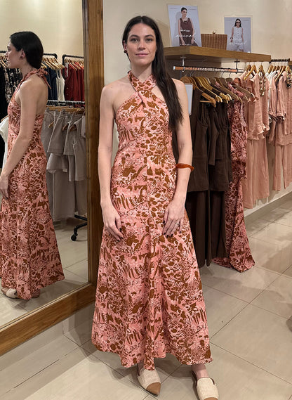 Vestido Santander Lino Print Rosa