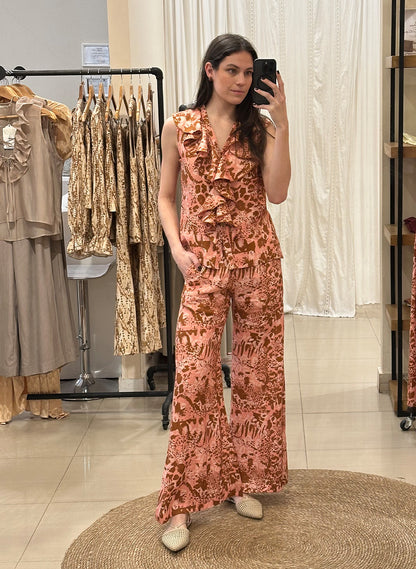 Blusa Bella Lino Print Rosa