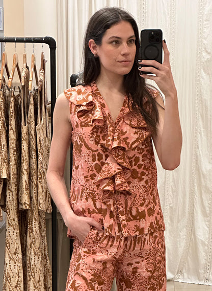 Blusa Bella Lino Print Rosa