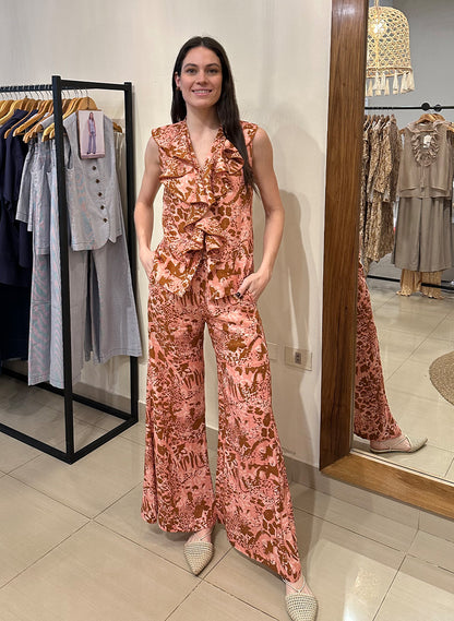 Blusa Bella Lino Print Rosa