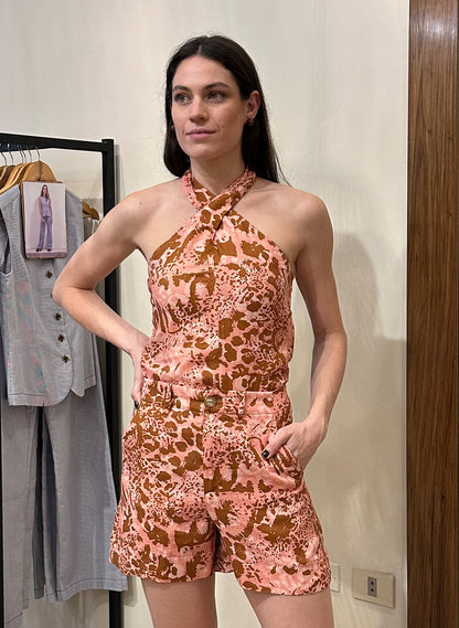 Short Oxford Lino Print Rosa