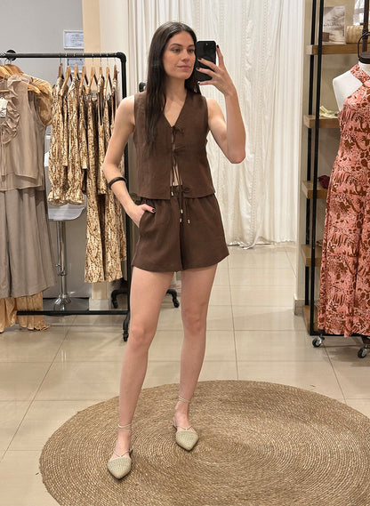 Chaleco Cafe Lino Chocolate