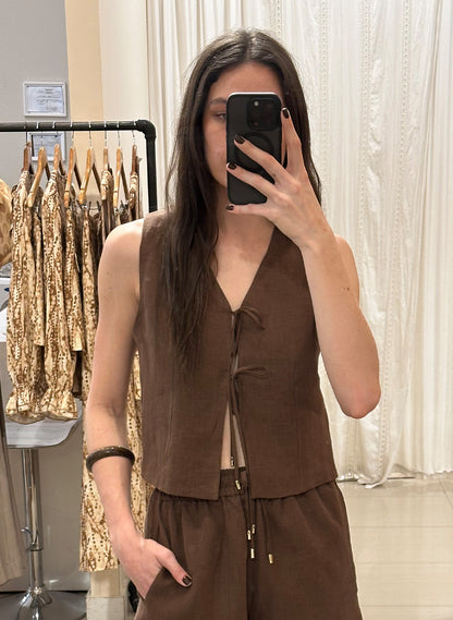 Chaleco Cafe Lino Chocolate