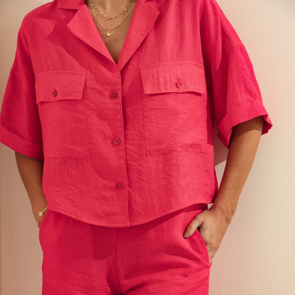 Camisa Camila Shine Fucsia