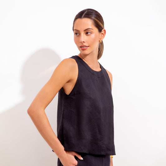 Blusa Sofia Lino Negro